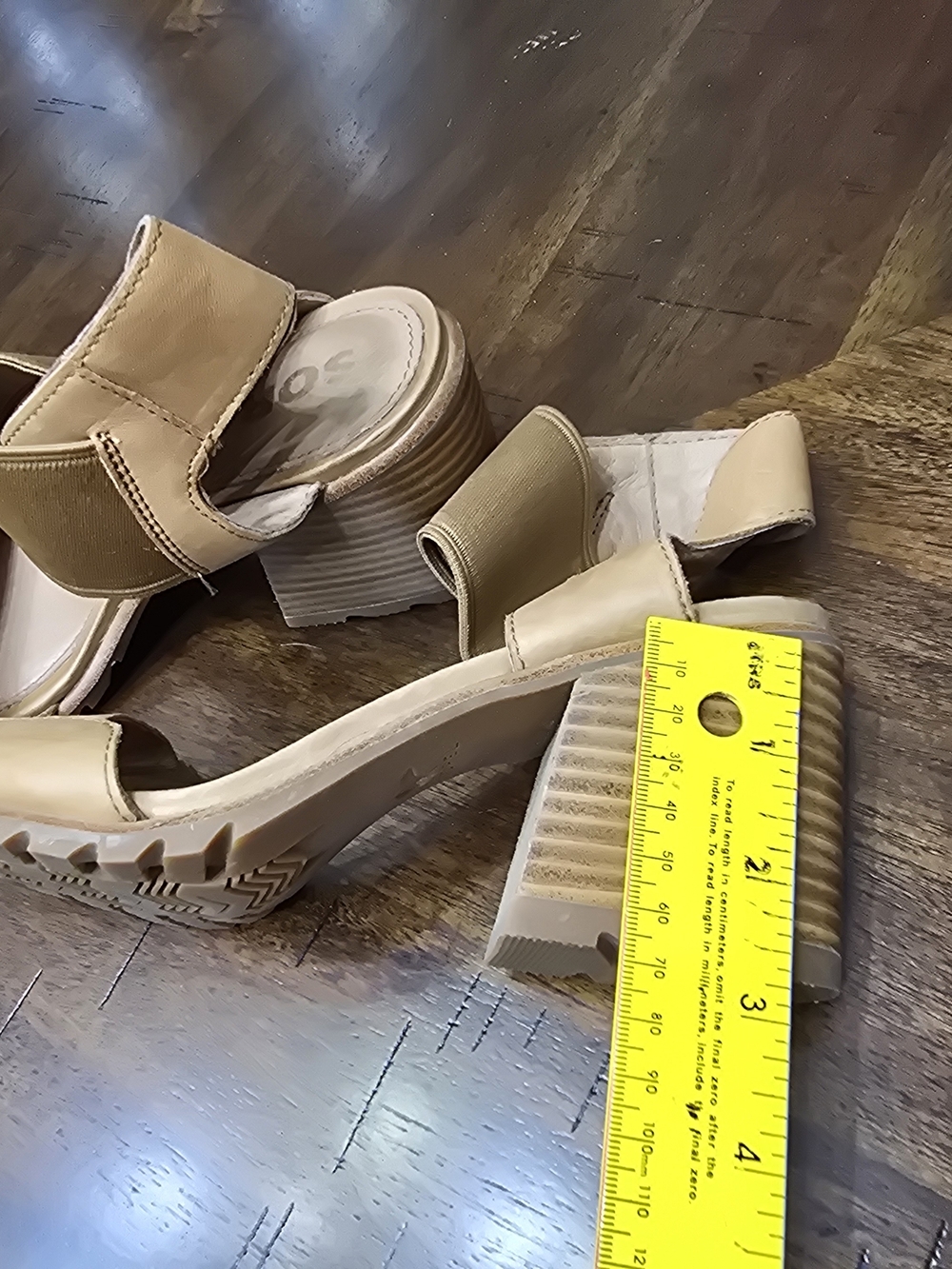 Sorel Tan Leather Block Heel Sandal with Ankle Strap - Picture 3 of 9